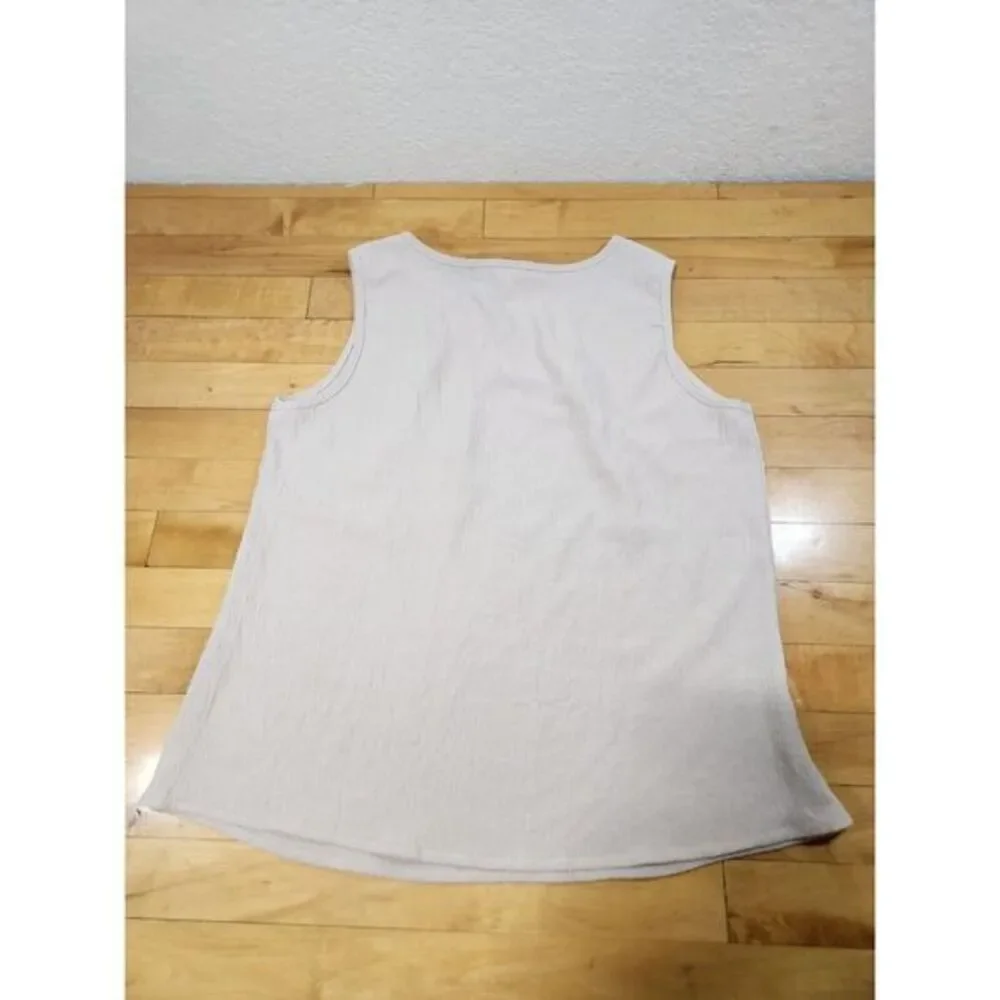 Blooming‎ Jelly Womens Taupe Sleeveless Pleated Scoop Neck Textured Blouse Large - Picture 3 of 3